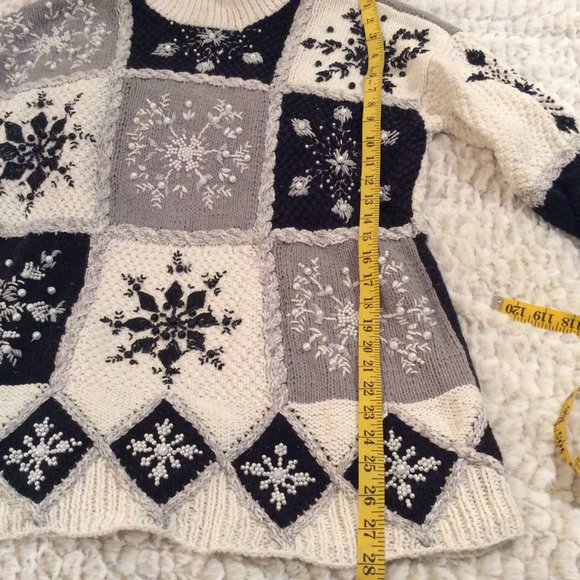 Hand Knitted Vintage Oversize Funnel Neck Sweater - Picture 4 of 16